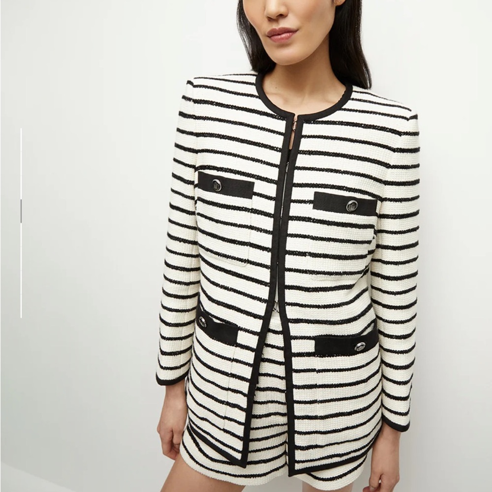 Veronica Beard Foster Striped Dickey Jacket